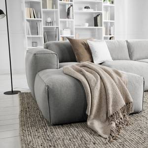 Ecksofa HUDSON 3-Sitzer mit Longchair Webstoff Anda II: Silber - Breite: 251 cm - Longchair davorstehend links