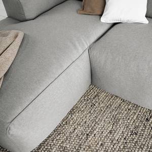 Ecksofa HUDSON 3-Sitzer mit Longchair Webstoff Anda II: Silber - Breite: 251 cm - Longchair davorstehend links