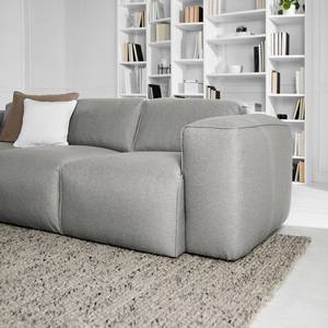 Ecksofa HUDSON 3-Sitzer mit Longchair Webstoff Anda II: Silber - Breite: 251 cm - Longchair davorstehend links