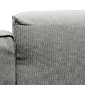 Hoekbank HUDSON 3-zits met chaise longue Geweven stof Anda II: Zilverkleurig - Breedte: 251 cm - Longchair vooraanzicht links