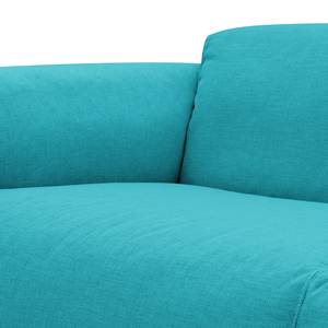 Hoekbank HUDSON 3-zits met chaise longue Geweven stof Anda II: Turquoise - Breedte: 251 cm - Longchair vooraanzicht rechts