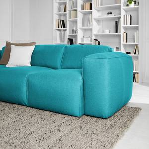 Ecksofa HUDSON 3-Sitzer mit Longchair Webstoff Anda II: Türkis - Breite: 251 cm - Longchair davorstehend links