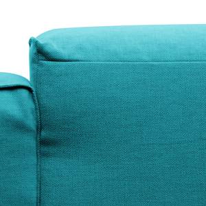 Hoekbank HUDSON 3-zits met chaise longue Geweven stof Anda II: Turquoise - Breedte: 251 cm - Longchair vooraanzicht links