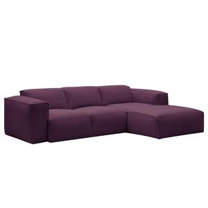 Ecksofa HUDSON 3-Sitzer mit Longchair Webstoff Anda II: Violett - Breite: 251 cm - Longchair davorstehend rechts