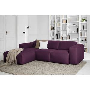 Ecksofa HUDSON 3-Sitzer mit Longchair Webstoff Anda II: Violett - Breite: 251 cm - Longchair davorstehend links