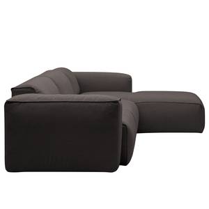 Ecksofa HUDSON 3-Sitzer mit Longchair Webstoff Anda II: Anthrazit - Breite: 284 cm - Longchair davorstehend rechts