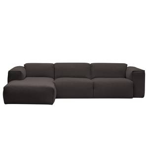 Ecksofa HUDSON 3-Sitzer mit Longchair Webstoff Anda II: Anthrazit - Breite: 284 cm - Longchair davorstehend links