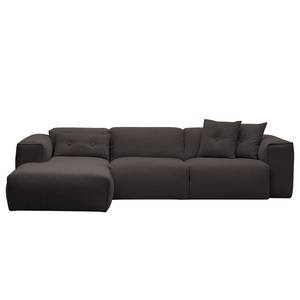 Ecksofa HUDSON 3-Sitzer mit Longchair Webstoff Anda II: Anthrazit - Breite: 284 cm - Longchair davorstehend links