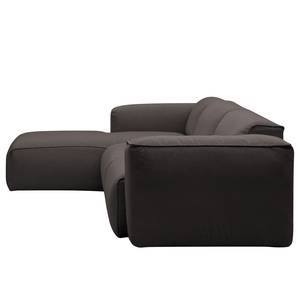 Ecksofa HUDSON 3-Sitzer mit Longchair Webstoff Anda II: Anthrazit - Breite: 284 cm - Longchair davorstehend links