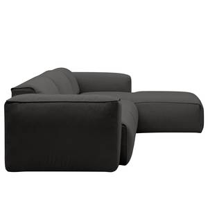 Ecksofa HUDSON 3-Sitzer mit Longchair Webstoff Milan: Anthrazit - Breite: 284 cm - Longchair davorstehend rechts