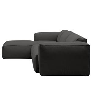 Ecksofa HUDSON 3-Sitzer mit Longchair Webstoff Milan: Anthrazit - Breite: 284 cm - Longchair davorstehend links