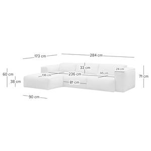 Ecksofa HUDSON 3-Sitzer mit Longchair Webstoff Milan: Anthrazit - Breite: 284 cm - Longchair davorstehend links