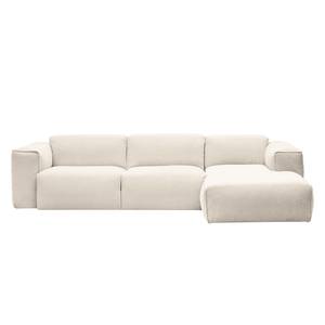 Hoekbank HUDSON 3-zits met chaise longue Geweven stof Saia: Beige - Breedte: 284 cm - Longchair vooraanzicht rechts