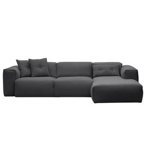 Ecksofa HUDSON 3-Sitzer mit Longchair Webstoff Anda II: Grau - Breite: 284 cm - Longchair davorstehend rechts