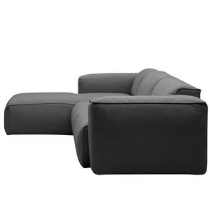 Ecksofa HUDSON 3-Sitzer mit Longchair Webstoff Anda II: Grau - Breite: 284 cm - Longchair davorstehend links