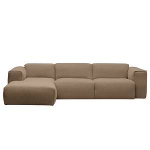 Ecksofa HUDSON 3-Sitzer mit Longchair Webstoff Milan: Grau-Braun - Breite: 284 cm - Longchair davorstehend links