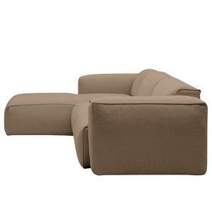 Ecksofa HUDSON 3-Sitzer mit Longchair Webstoff Milan: Grau-Braun - Breite: 284 cm - Longchair davorstehend links