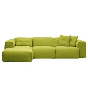 Ecksofa HUDSON 3-Sitzer mit Longchair Webstoff Anda II: Grün - Breite: 284 cm - Longchair davorstehend links