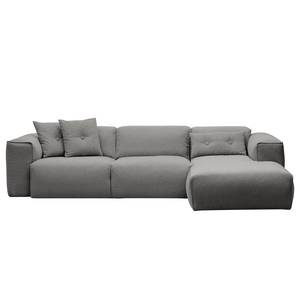 Ecksofa HUDSON 3-Sitzer mit Longchair Webstoff Milan: Hellgrau - Breite: 284 cm - Longchair davorstehend rechts