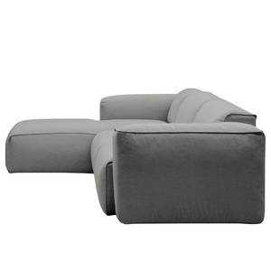 Ecksofa HUDSON 3-Sitzer mit Longchair Webstoff Milan: Hellgrau - Breite: 284 cm - Longchair davorstehend links