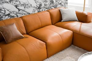 Ecksofa HUDSON 3-Sitzer mit Longchair Echtleder Neka: Cognac - Breite: 284 cm - Longchair davorstehend rechts