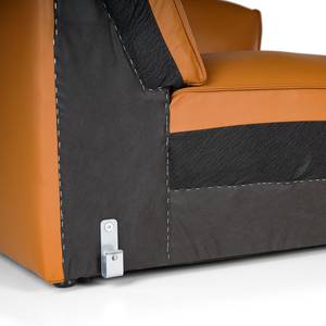 Ecksofa HUDSON 3-Sitzer mit Longchair Echtleder Neka: Cognac - Breite: 284 cm - Longchair davorstehend rechts