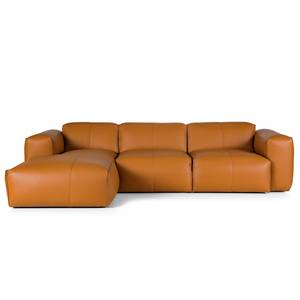 Ecksofa HUDSON 3-Sitzer mit Longchair Echtleder Neka: Cognac - Breite: 284 cm - Longchair davorstehend links