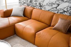 Ecksofa HUDSON 3-Sitzer mit Longchair Echtleder Neka: Cognac - Breite: 284 cm - Longchair davorstehend links