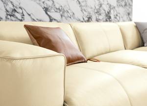 Ecksofa HUDSON 3-Sitzer mit Longchair Echtleder Neka: Creme - Breite: 284 cm - Longchair davorstehend rechts