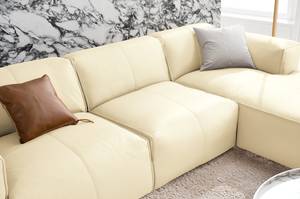 Ecksofa HUDSON 3-Sitzer mit Longchair Echtleder Neka: Creme - Breite: 284 cm - Longchair davorstehend rechts