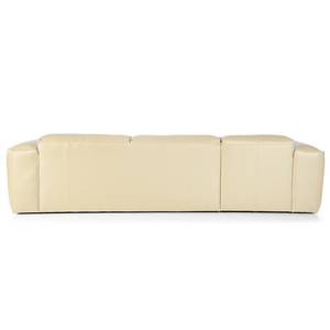 Ecksofa HUDSON 3-Sitzer mit Longchair Echtleder Neka: Creme - Breite: 284 cm - Longchair davorstehend links