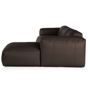 Ecksofa HUDSON 3-Sitzer mit Longchair Echtleder Neka: Dunkelbraun - Breite: 284 cm - Longchair davorstehend rechts