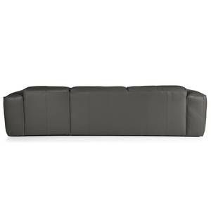 Ecksofa HUDSON 3-Sitzer mit Longchair Echtleder Neka: Grau - Breite: 284 cm - Longchair davorstehend rechts