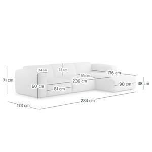 Canapé d’angle 3 places HUDSON Cuir véritable Neka : Gris - Largeur : 284 cm - Méridienne courte à droite (vue de face)