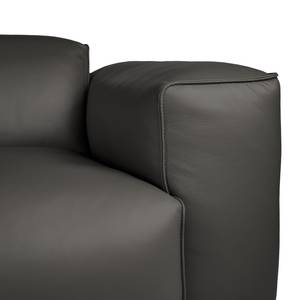 Ecksofa HUDSON 3-Sitzer mit Longchair Echtleder Neka: Grau - Breite: 284 cm - Longchair davorstehend links