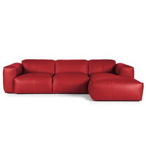 Hoekbank HUDSON 3-zits met chaise longue Echt leer Neka: Rood - Breedte: 284 cm - Longchair vooraanzicht rechts