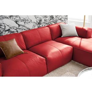 Ecksofa HUDSON 3-Sitzer mit Longchair Echtleder Neka: Rot - Breite: 284 cm - Longchair davorstehend rechts