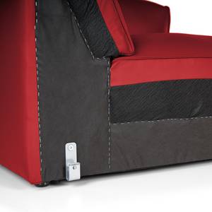 Canapé d’angle 3 places HUDSON Cuir véritable Neka : Rouge - Largeur : 284 cm - Méridienne courte à droite (vue de face)