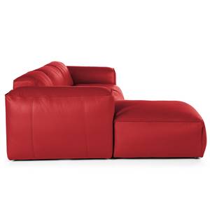 Hoekbank HUDSON 3-zits met chaise longue Echt leer Neka: Rood - Breedte: 284 cm - Longchair vooraanzicht links