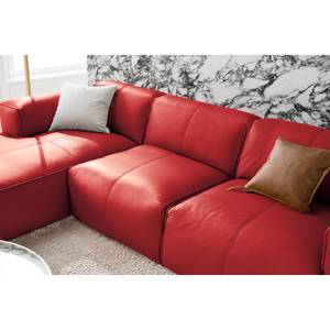 Hoekbank HUDSON 3-zits met chaise longue Echt leer Neka: Rood - Breedte: 284 cm - Longchair vooraanzicht links