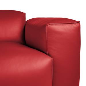 Ecksofa HUDSON 3-Sitzer mit Longchair Echtleder Neka: Rot - Breite: 284 cm - Longchair davorstehend links