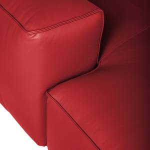 Hoekbank HUDSON 3-zits met chaise longue Echt leer Neka: Rood - Breedte: 284 cm - Longchair vooraanzicht links