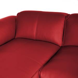 Canapé d’angle 3 places HUDSON Cuir véritable Neka : Rouge - Largeur : 284 cm - Méridienne courte à gauche (vue de face)