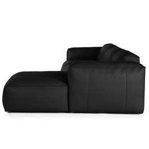 Ecksofa HUDSON 3-Sitzer mit Longchair Echtleder Neka: Schwarz - Breite: 284 cm - Longchair davorstehend rechts