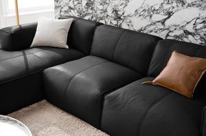 Ecksofa HUDSON 3-Sitzer mit Longchair Echtleder Neka: Schwarz - Breite: 284 cm - Longchair davorstehend links