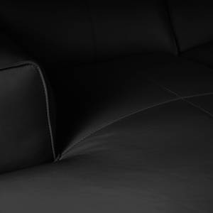 Canapé d’angle 3 places HUDSON Cuir véritable Neka : Noir - Largeur : 284 cm - Méridienne courte à gauche (vue de face)