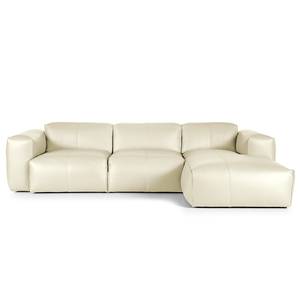 Hoekbank HUDSON 3-zits met chaise longue Echt leer Neka: Wit - Breedte: 284 cm - Longchair vooraanzicht rechts