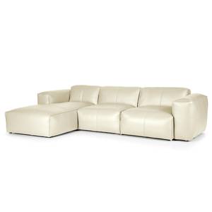 Hoekbank HUDSON 3-zits met chaise longue Echt leer Neka: Wit - Breedte: 284 cm - Longchair vooraanzicht links