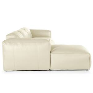 Hoekbank HUDSON 3-zits met chaise longue Echt leer Neka: Wit - Breedte: 284 cm - Longchair vooraanzicht links