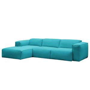 Ecksofa HUDSON 3-Sitzer mit Longchair Webstoff Anda II: Türkis - Breite: 284 cm - Longchair davorstehend links